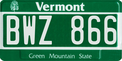 VT license plate BWZ866
