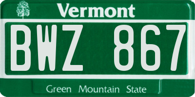 VT license plate BWZ867