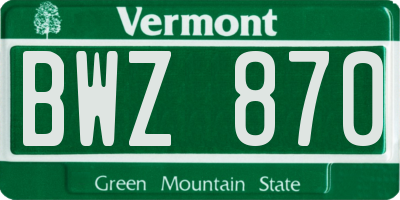 VT license plate BWZ870