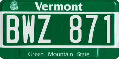 VT license plate BWZ871
