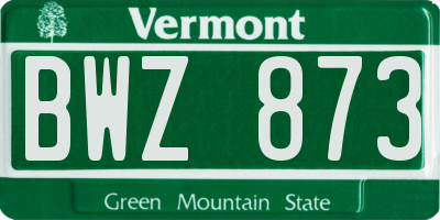 VT license plate BWZ873