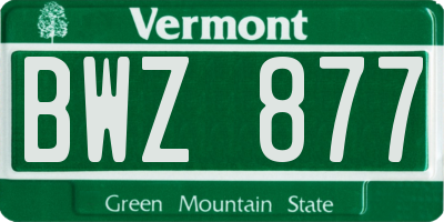 VT license plate BWZ877