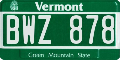 VT license plate BWZ878