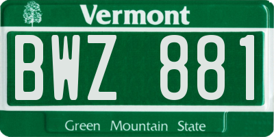 VT license plate BWZ881