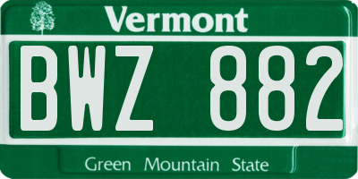 VT license plate BWZ882