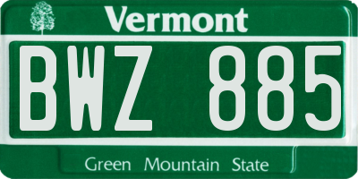 VT license plate BWZ885
