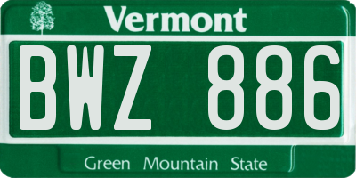 VT license plate BWZ886