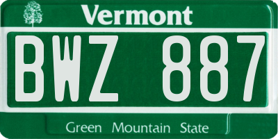 VT license plate BWZ887