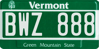 VT license plate BWZ888