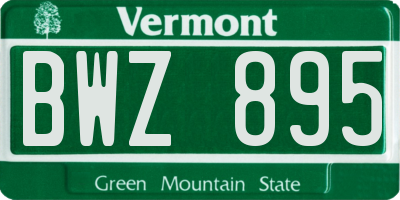 VT license plate BWZ895
