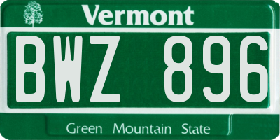VT license plate BWZ896
