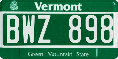 VT license plate BWZ898