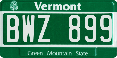 VT license plate BWZ899