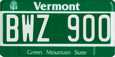 VT license plate BWZ900