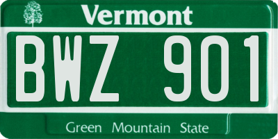 VT license plate BWZ901