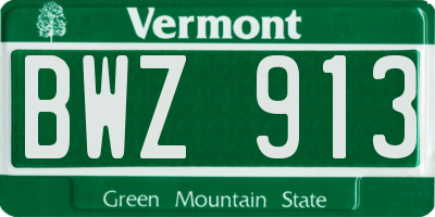 VT license plate BWZ913