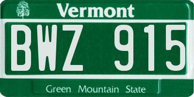 VT license plate BWZ915