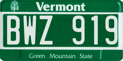 VT license plate BWZ919
