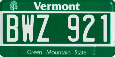 VT license plate BWZ921