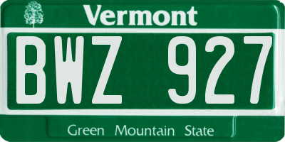 VT license plate BWZ927