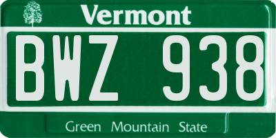 VT license plate BWZ938
