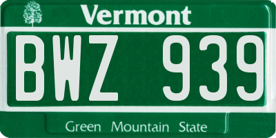 VT license plate BWZ939