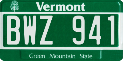 VT license plate BWZ941