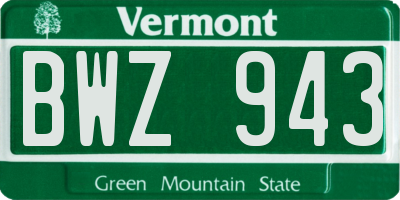 VT license plate BWZ943