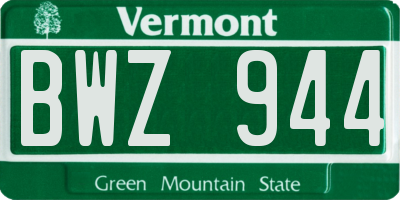 VT license plate BWZ944