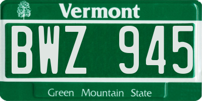 VT license plate BWZ945