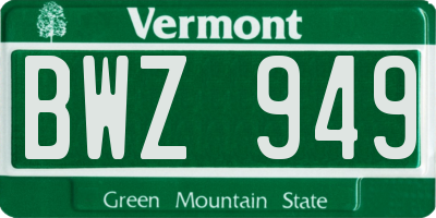 VT license plate BWZ949