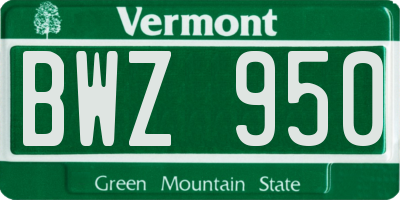 VT license plate BWZ950
