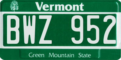 VT license plate BWZ952
