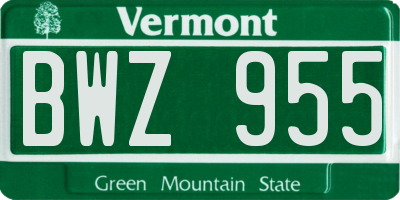 VT license plate BWZ955