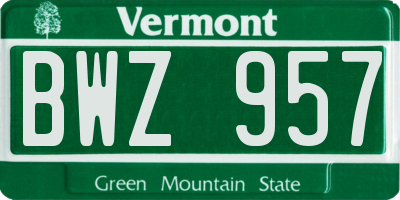 VT license plate BWZ957