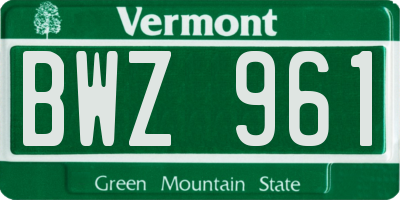 VT license plate BWZ961