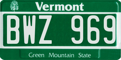 VT license plate BWZ969