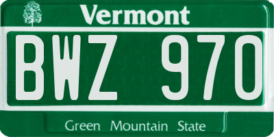 VT license plate BWZ970