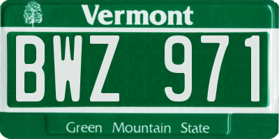 VT license plate BWZ971