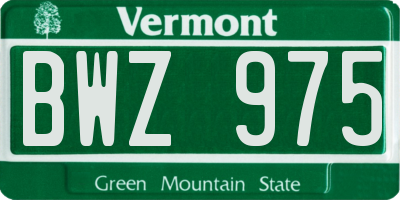 VT license plate BWZ975