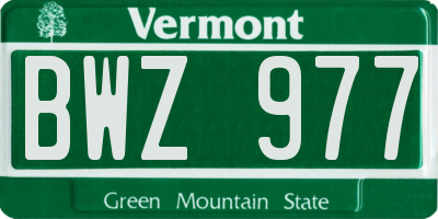 VT license plate BWZ977