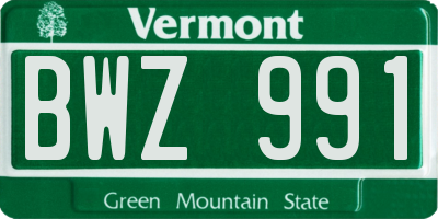 VT license plate BWZ991