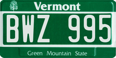 VT license plate BWZ995