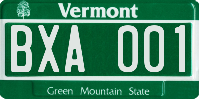 VT license plate BXA001