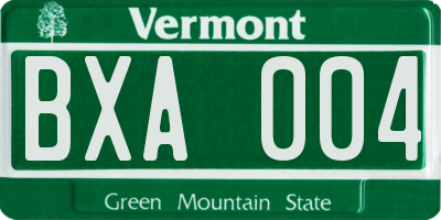 VT license plate BXA004
