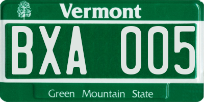 VT license plate BXA005