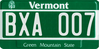 VT license plate BXA007