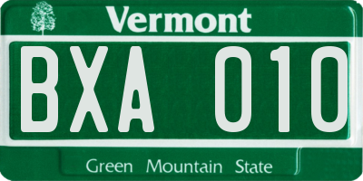 VT license plate BXA010