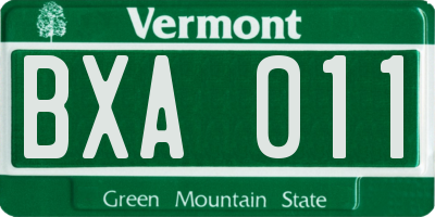VT license plate BXA011