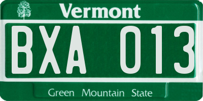 VT license plate BXA013